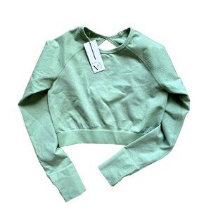 Vitae Apparel Recharge LS Crop Top Lime Green Women's Size: M